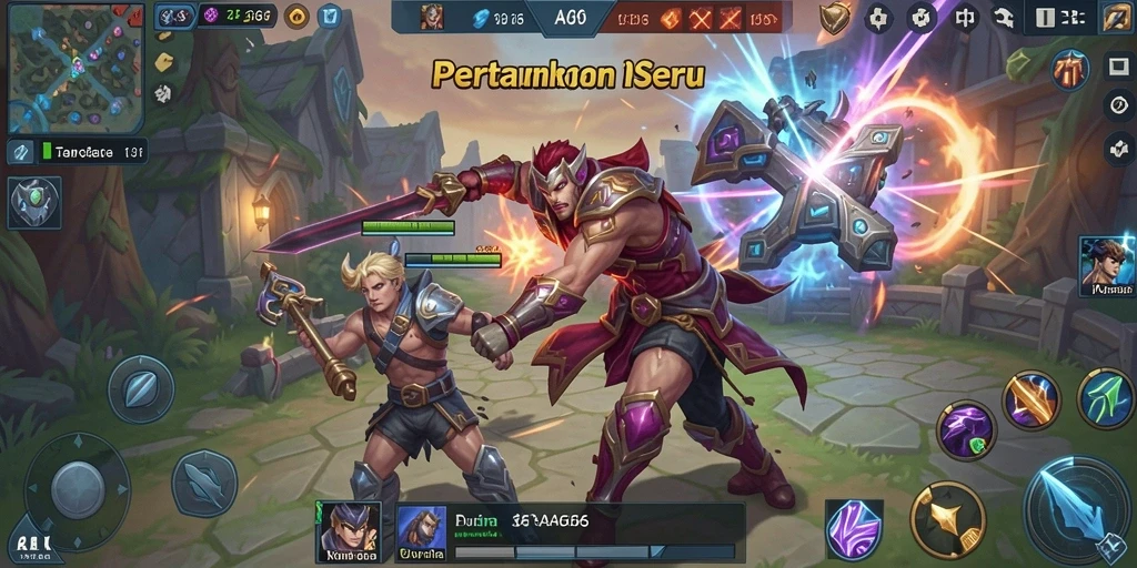 Screenshot utama AA666 menampilkan pertarungan seru antar hero.