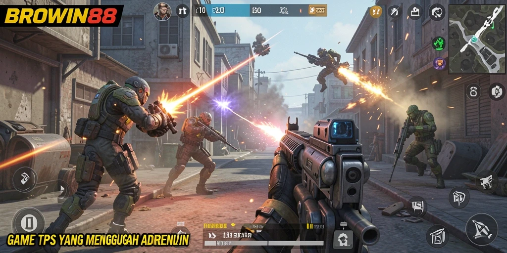 Screenshot gameplay BROWIN88 menampilkan aksi pertempuran yang seru.