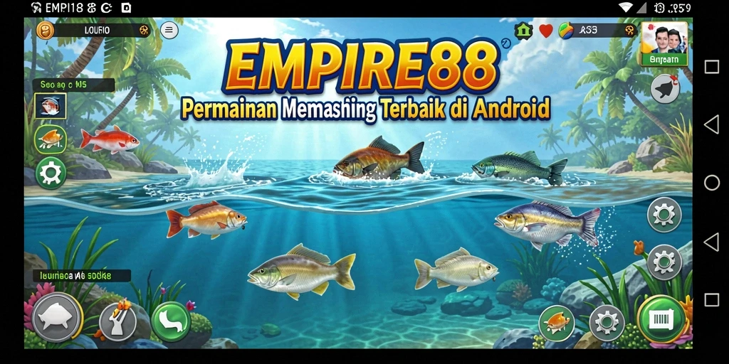 Tampilan gameplay <strong>EMPIRE88</strong> yang seru dengan momen menangkap ikan.