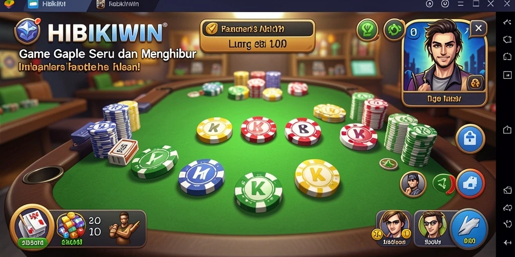 Tampilan gameplay seru HIBIKIWIN yang penuh strategi Gaple.