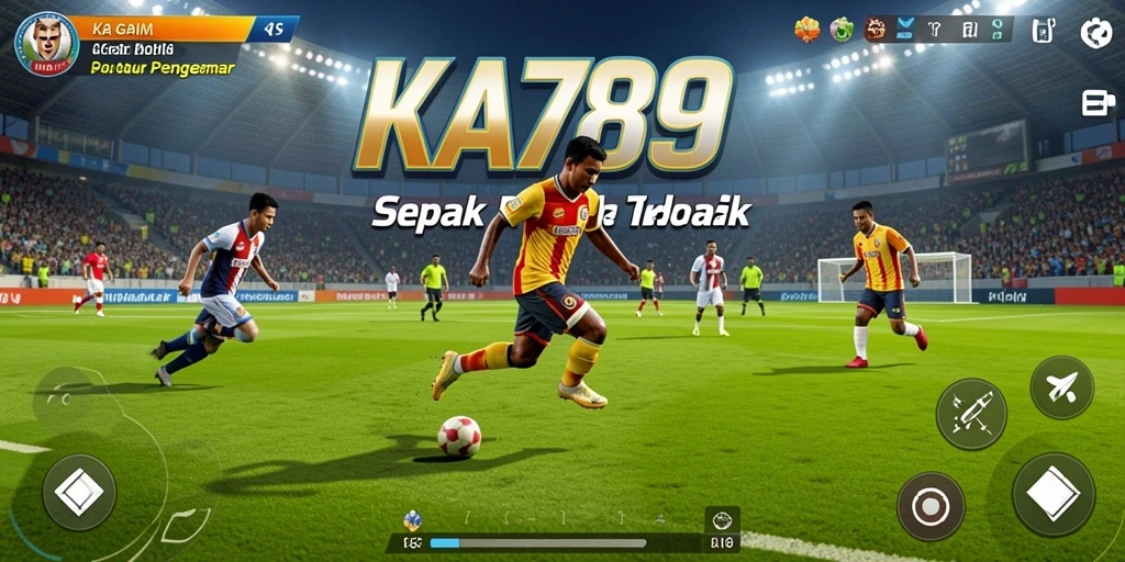 Screenshot KA789 menampilkan aksi seru di lapangan sepak bola.