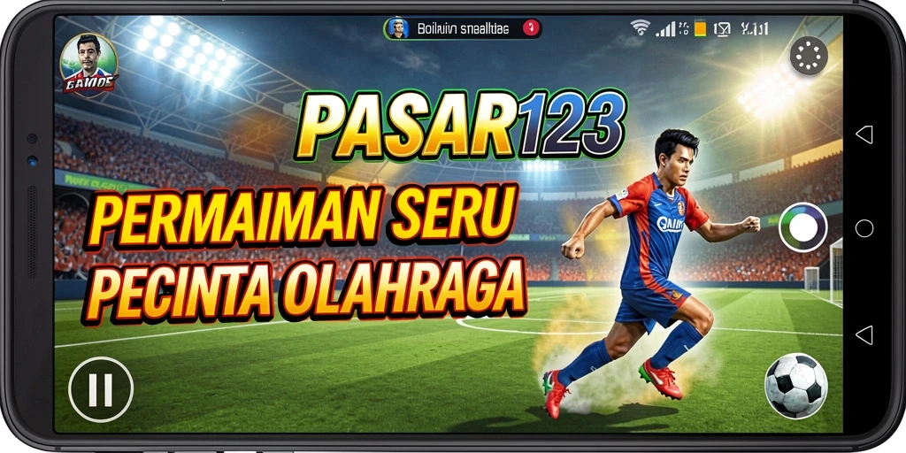 Screenshot PASAR123 menampilkan pemain yang beraksi di lapangan olahraga.
