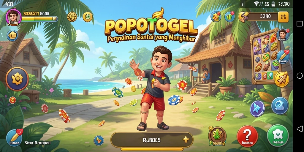 Tampilan gameplay POPOTOGEL yang penuh warna dan menawan.