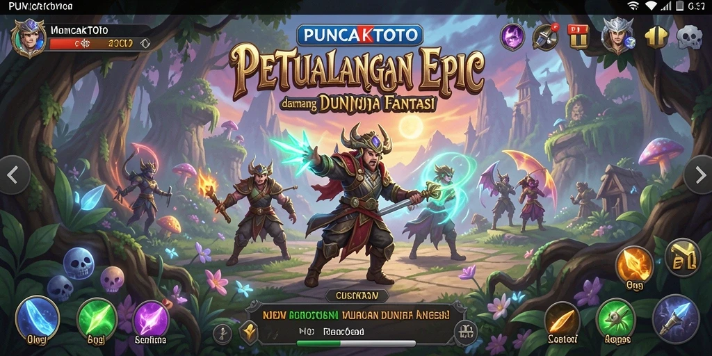 Tampilan gameplay PUNCAKTOTO yang menakjubkan dalam petualangan RPG.